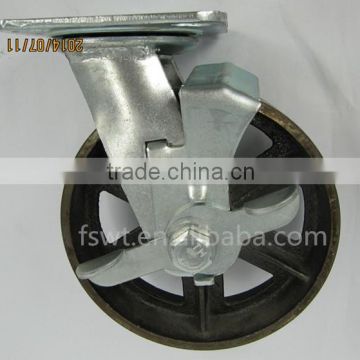 High Temperature 150mm Swivel Locking Cast Iron Industrial Caster Wheel