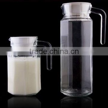 Shanghai quality 1L 0.5L wonderful high clear juice octagonal glass pitcher