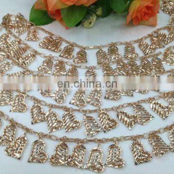 hot sell heart metal chain trimming sew on clothing bags or shoes garment accessories