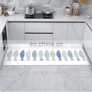 long kitchen absorbent washing mat floor with fish print design