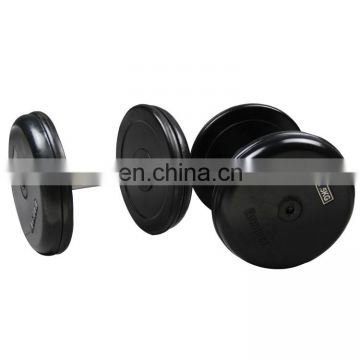 Gym Equipment Rubber Dumbbell Fixed Weight Black Round Rubber Dumbbell