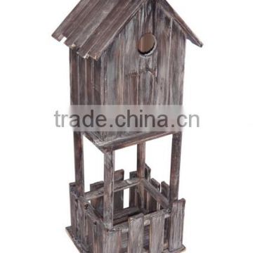 Custom Rustic Garden Wooden Birdhouse With Feeder
