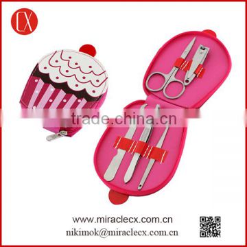 5pcs stainless steel tools printing manicure pouch personalized cute cupcake manicure set