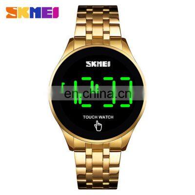 SKMEI 1579 Touch Screen LED Light Digital Stainless Steel Metal Strap Time Date Water Resistant Sports Watch