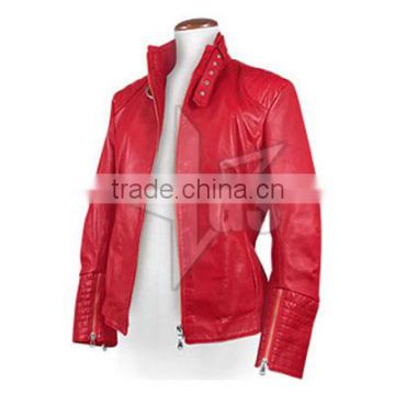 Red Women jacket high grade polished lambskin