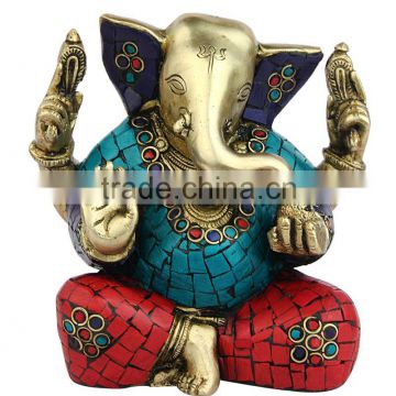 Brass Ganesha Sitting 6"