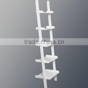 Modern style white ladder wooden wall shelf for European