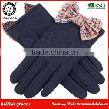 Bestselling Lowerprice Winter Women's Woollen Gloves with Tweed Bow Detail