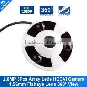 1080P 2.0MP 1/2.9" Panoramic Fisheye HDCVI Camera 3Pcs Array IR 10m Video Indoor