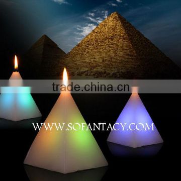 led paramid shape wax candle.colour changing led wax candle wedding decoration
