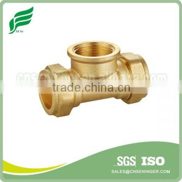 Female Tee brass compression fitting