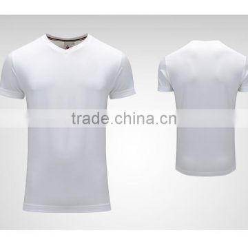 V Neck Fashion Tee Sportswear White Plain Dyed Man Blank Custom Embroidery T-Shirt