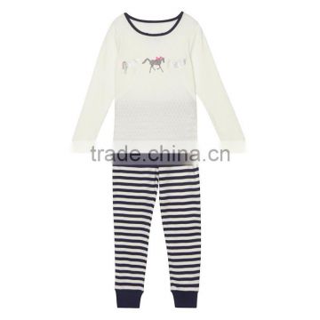 Designer girl's cream horse printed pyjama set