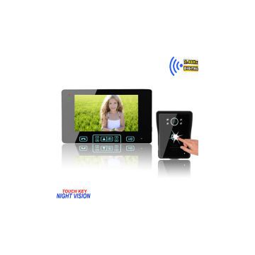 High sensitivity touch key 2.4Ghz 7 inch tempering glass color wireless video doorbell