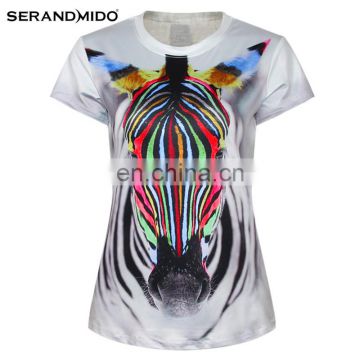 cheap slim fit 3d zebra printing women t-shirt