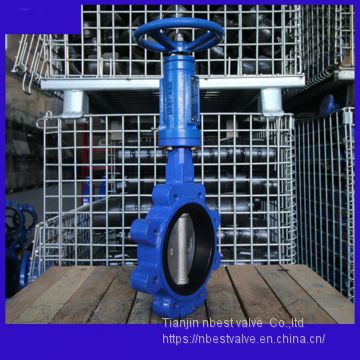 Vertical wheel DIN standard PN16 vertical gear lug butterlfy valve DN150