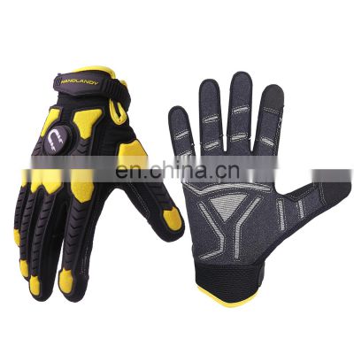 HANDLANDY Yellow Aramid Fabric PVC Palm ANSI Level 6 Cut Protective Gloves Heavy Duty Oilfield Impact Working Gloves For Men