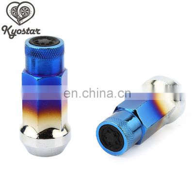 Charm 48MM Open Ended Forged Steel Titanium Blue Racing Wheel Lug Nut for Wheel Parts