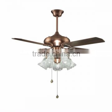 red brass color ceiling fan with light e27*5