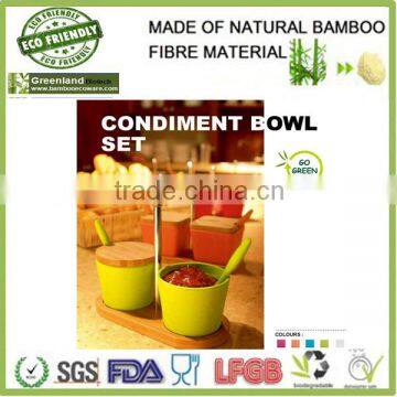 new design bright colors bamboo round condiment bowl set