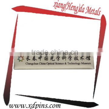 China manufacturer custom steel metal signs with safety pin