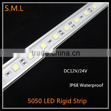 High brightness SMD5050 led rigid strip with aluminum extrusion/waterproof 5050 rigid led strip 12v