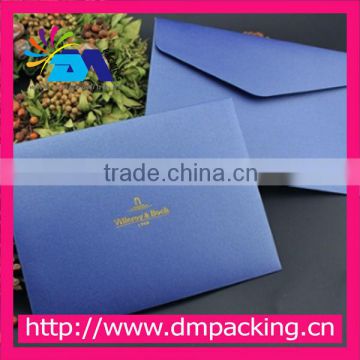 luxury blue paper envelope with gold hot stamping