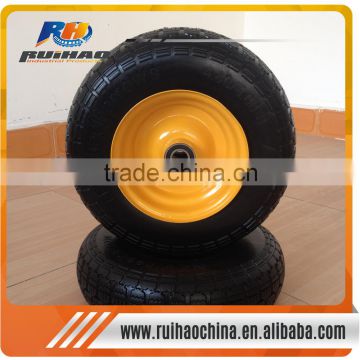 Pneumatic Flat Free Black/ Yellow Rubber Wheel 400-8