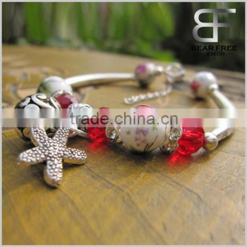 Womens 5 colors 10mm Ceramic beads Silver bracelet adjustable wrist size