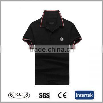 fashion men black double collar polo shirt