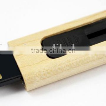 Wooden usb hidden style retractable flash drive