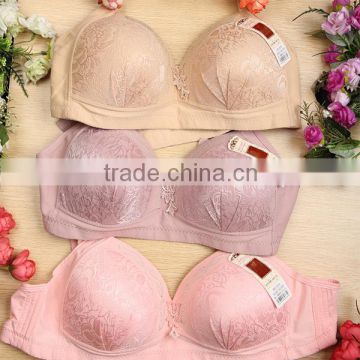 2016 Natural Silk Fabric Wire Free Underwear Full Cup Perfect Fit Floral Lace Big Size C Cup Bras
