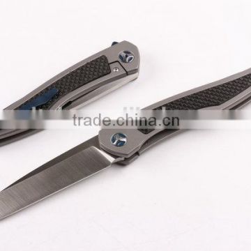 OEM all titanium handle D2 blade folding knives for outdoor