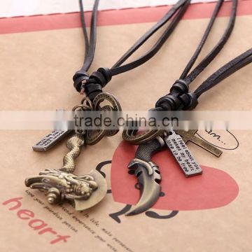 N0017 wholesale leather necklace fashionable design mens leather necklace