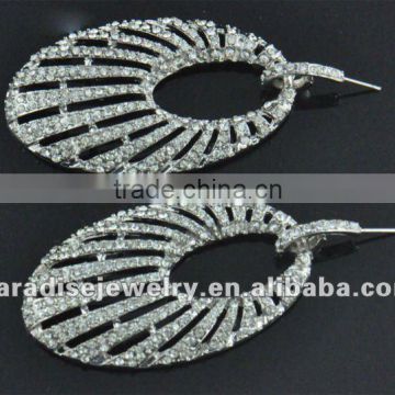 Rhinestone silver-plating mesh earrings