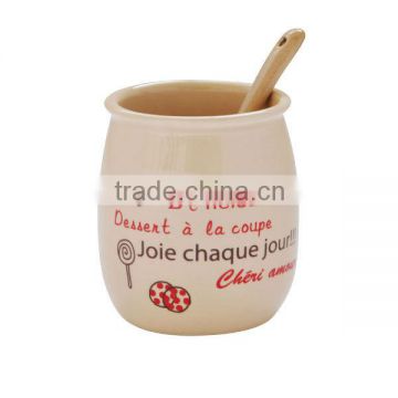ICF-803 High Quality Dsign Ceramic Pudding cup with spoon