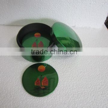 Roudn lacquer coasters with handpainted patterin best selling