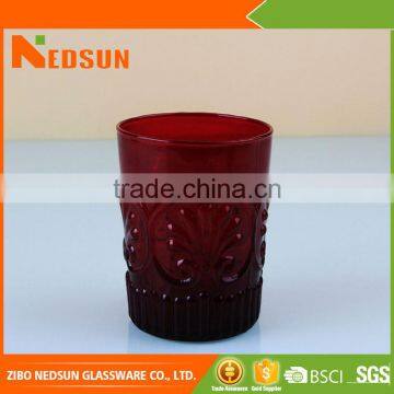 High quality glass cup with embossed