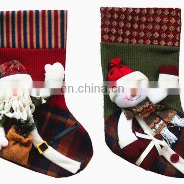 TZ-36193 christmas stocking gift with Santa and Snowman