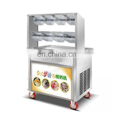 Thailand Single Round Pan Rolled Fried Ice Cream Making Machine/Flat Pan Fried Ice Cream Machine/Single Pan ZHENGZHOU FACTORY