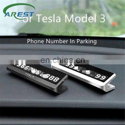 New For Tesla Model 3 Y S X Temporary Parking Styling Phone Number Card Plate Telephone Number Park Stop Sticker Car Accessories