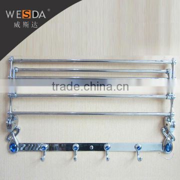 2014 Fashion Stainless Steel Bathroom Towel bar with bule diamond and clothes hook,bathroom accessories(A166)