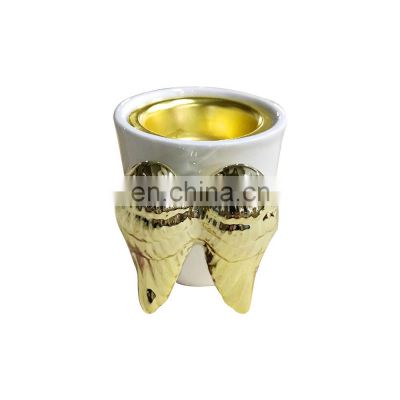 2020 cup shape mini luxury arabic angel wing mug shaped ceramic incense burner censer set portable with gold base