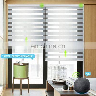 Auto Motorized Motorised Automatic Electric Smart double Layer blackout Auto Zebra Roller Blinds Shades