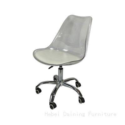 Plastic Swivel Chair Acrylic Backrest Upholstered Seat DC-P03PF