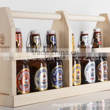 New Design Wooden beer Tote, Cheap Wooden 6 Pack Bottle Beer Carrier, Wood Wine Bucket