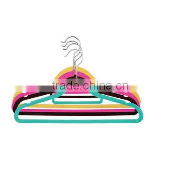 XuFeng colorful plastic velvet hangers home use supermarket factory 8002