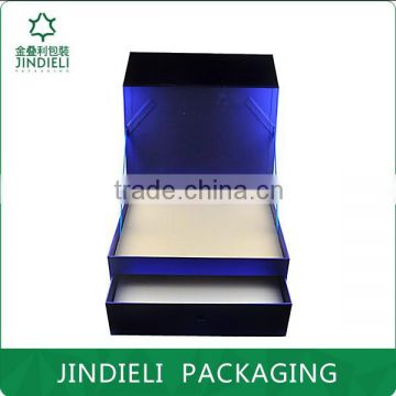shiny blue cover cosmetics boxes with drawer