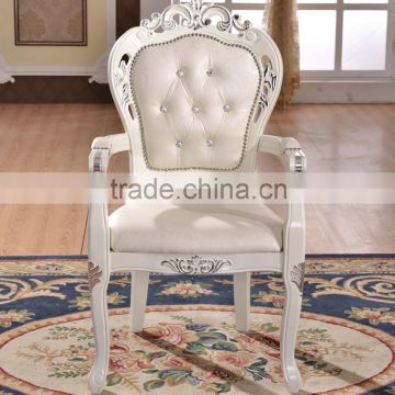 Upscale leather solid wood armchair antique wood armchair