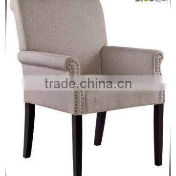 linen material antique wood frame leisure chair with arm - 2014 new model (DO-6057-1)